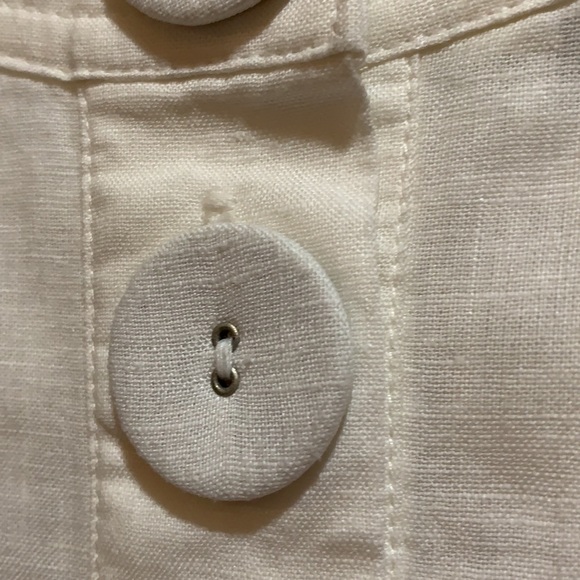 SANDRO A-LINE SMOCKED LINEN SZ XL TOP BUTTON BACK - Picture 7 of 7